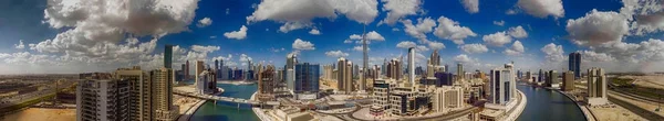 Downtown Dubai letecký pohled při západu slunce — Stock fotografie