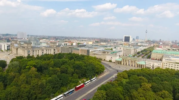 Aerial view of Berlin skyline from June 17 road, Germany — Stock Photo, Image
