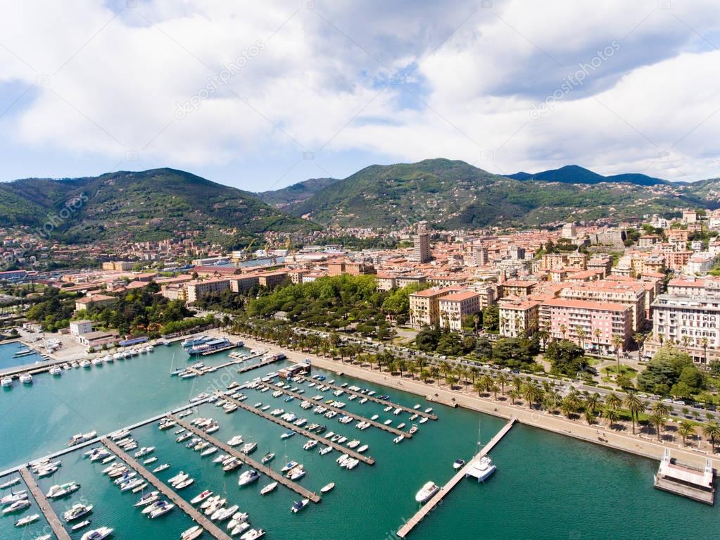 Aerial view of La Spezia port, Liguria