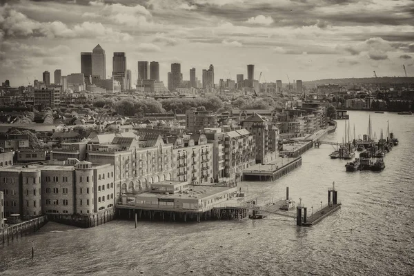 London, UK. City skyline along river Thames