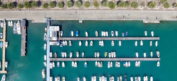Top view of boats in the port — Stock Photo, Image