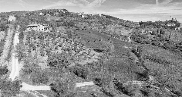 Tuscany platteland luchtfoto — Stockfoto