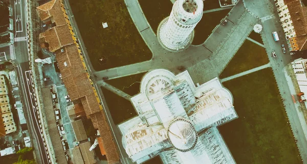 Overhead Panorama Flygfoto över Miracles Square i Pisa, Italien — Stockfoto