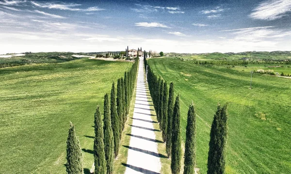 Beautiful colors of Tuscany, aerial view in spring season — Stock Photo, Image