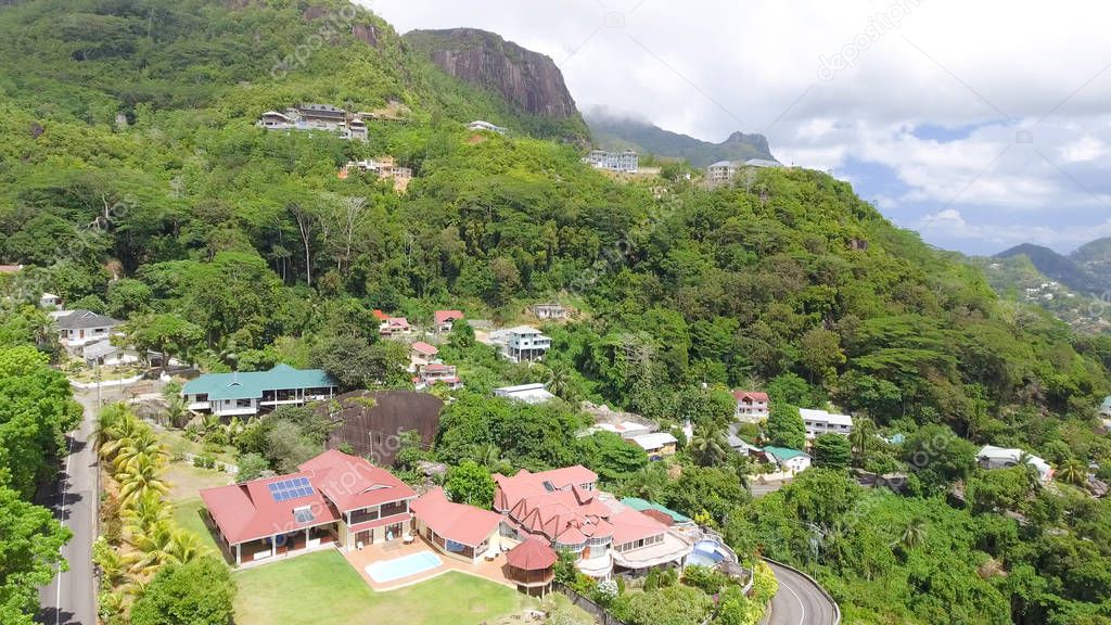 Aerial view of Mahe' Coastline, Seychelles