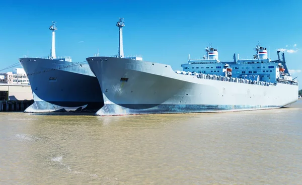 Giant ships on Mississippi river, New Orleans