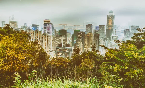 Hong Kong natt skyline från staden hill — Stockfoto
