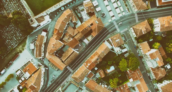 Homes of Pisa, overhead panoramic aerial view