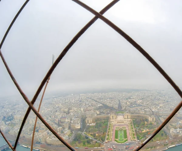 Vista grandangolare dello skyline di Parigi e della Senna da Eiffel Tow — Foto Stock