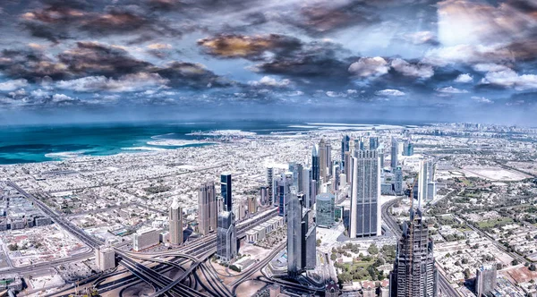 Dubai Downtown, Birleşik Arap Emirlikleri Hava görünümünü — Stok fotoğraf