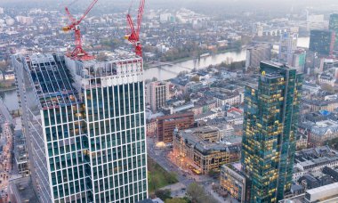 Frankfurt manzarası, Almanya Hava gece görünümü
