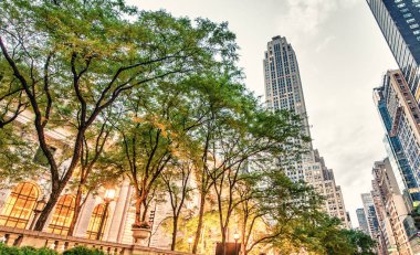 New York - 17 Mayıs: Turist rahatla 5th Avenue yakınındaki genel LIBR üzerinde