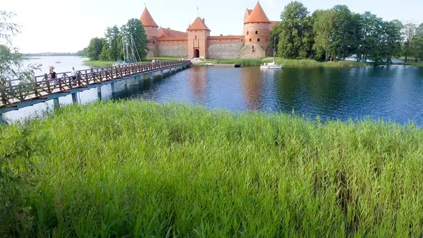 Flygfoto över slottet Trakai, Lithuania — Stockfoto
