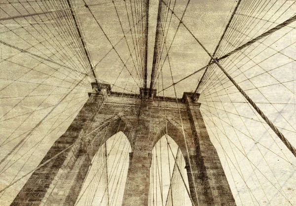 Photo vintage du pont de Brooklyn à New York — Photo