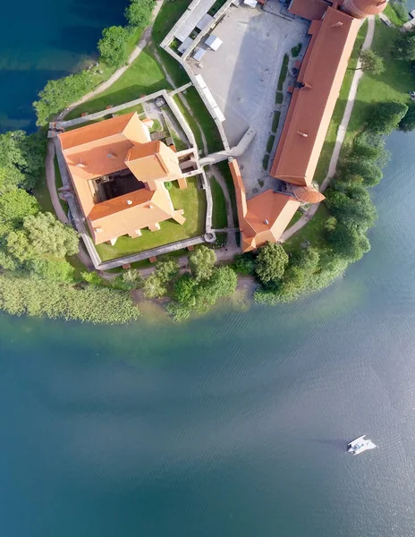 特拉凯城堡的架空鸟瞰图, 立陶宛 — 图库照片