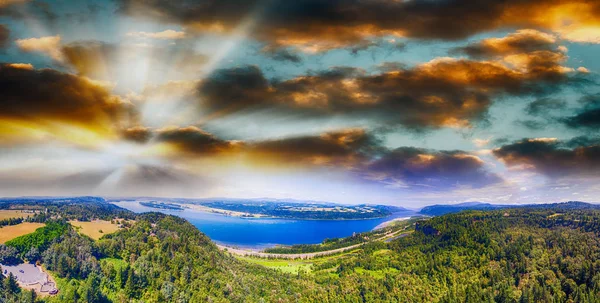 Columbia River Gorge i Oregon, Panorama Flygfoto — Stockfoto