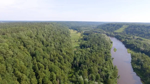 Vista aérea del hermoso río a través del bosque —  Fotos de Stock