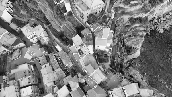 Vista aérea aérea de las casas de Cinco Tierras, Italia —  Fotos de Stock