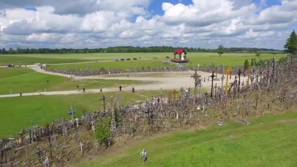Hill Crosses Norte Lituania Lugar Peregrinación Durante Cientos Años — Vídeo de stock
