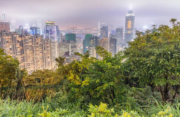 Victoria Peak Hong Kong şehir manzarası, gece — Stok fotoğraf