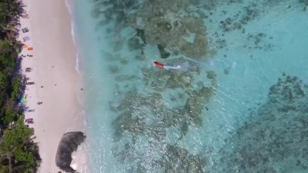 Vista Pitoresca Anse Fonte Argent Digue Island Seychelles — Vídeo de Stock