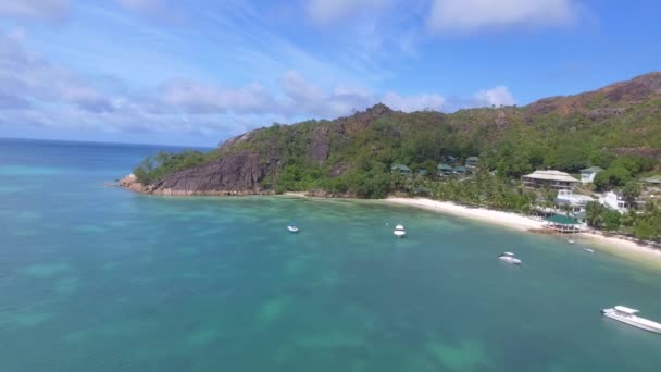 Increíble Vista Playa Anse Gouvernement Praslin Seychelles — Vídeo de stock