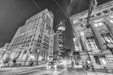 Vancouver, Kanada - 9 Ağustos 2017: Şehir sokakları ve Binalar bir