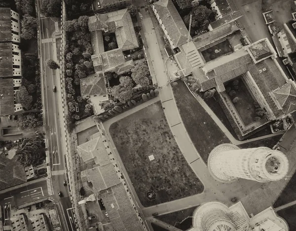オーバーヘッドには全景航空ピサ、イタリアの奇跡の広場 — ストック写真