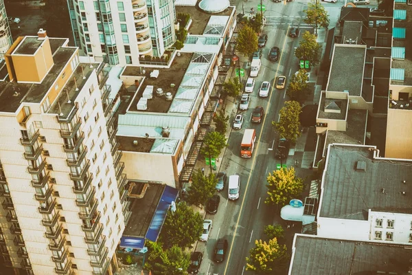 City traffic overhead aerial view — Stock Photo, Image