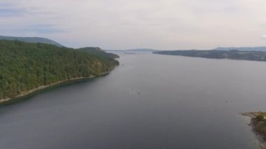 Hava panoramik Cenova Körfezi Vancouver Adası, Bc - Kanada, video