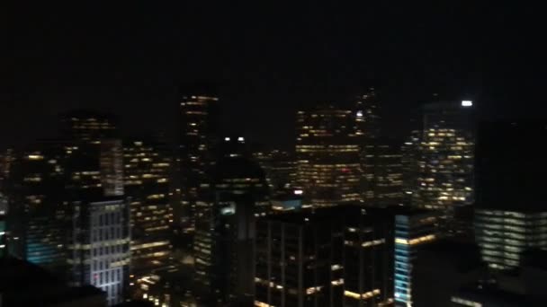 Vancouver Canada Agosto 2017 Vista Noturna Horizonte Cidade Partir Elevador — Vídeo de Stock