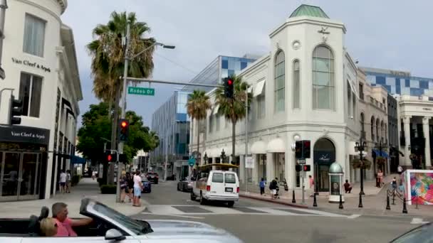 Los Angeles Usa Luglio 2017 Turisti Beverly Hills Famoso Quartiere — Video Stock