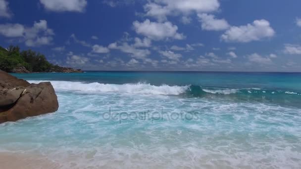Pintoresca Vista Playa Anse Intendance Mahe Seychelles Vídeo — Vídeo de stock