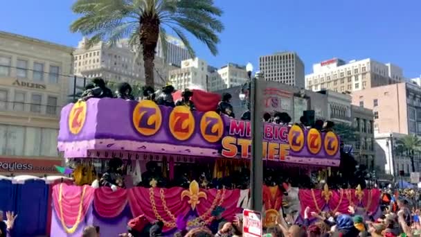 New Orleans Verenigde Staten Februari 2016 Locals Toeristen Genieten Mardi — Stockvideo