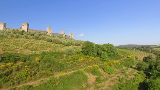 Luchtfoto Van Monteriggioni Italië Video — Stockvideo