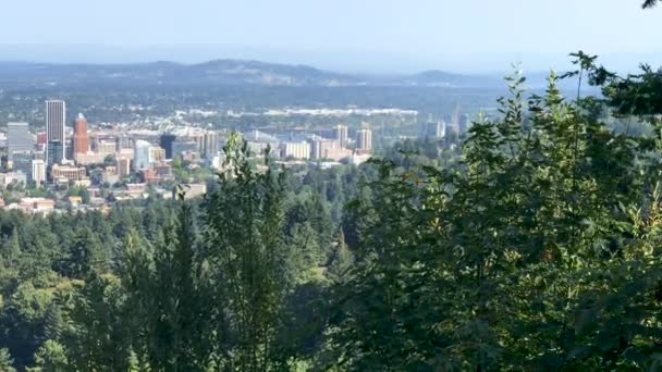Portland Skyline Aereo Una Giornata Estiva Oregon Stati Uniti America — Video Stock