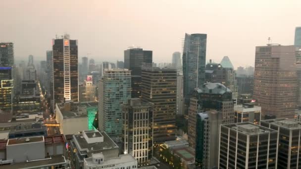 Vista Aérea Del Horizonte Ciudad Vancouver Canadá Edificios Urbanos Modernos — Vídeos de Stock