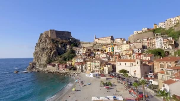 Αεροφωτογραφία Της Scilla Ακτογραμμή Καλαβρία Ιταλία Βίντεο — Αρχείο Βίντεο
