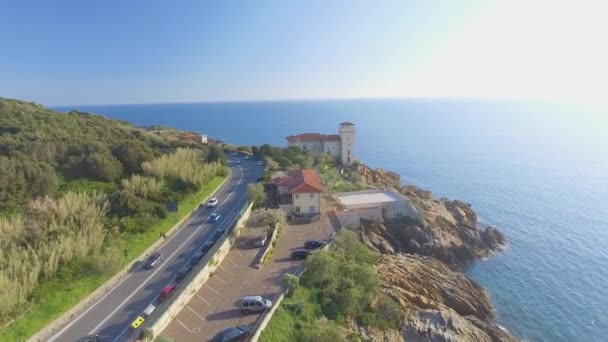 Belle Vue Aérienne Littoral Calafuria Italie Vidéo — Video