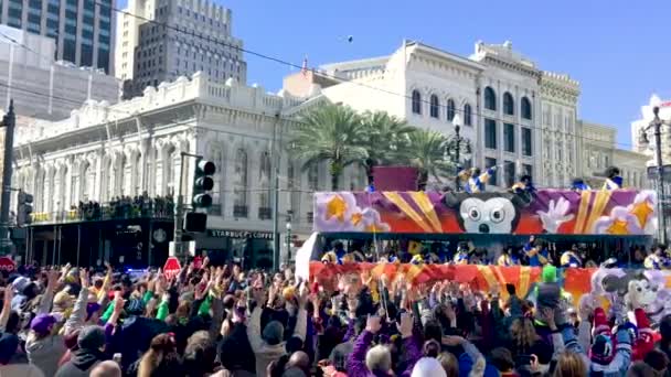 Nuevo Orleans Febrero 2016 Locales Turistas Disfrutan Del Carnaval Del — Vídeo de stock