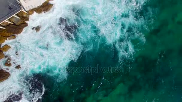 Incrível Vista Aérea Piscinas Sydney Bondi Beach Austrália Vídeo — Vídeo de Stock