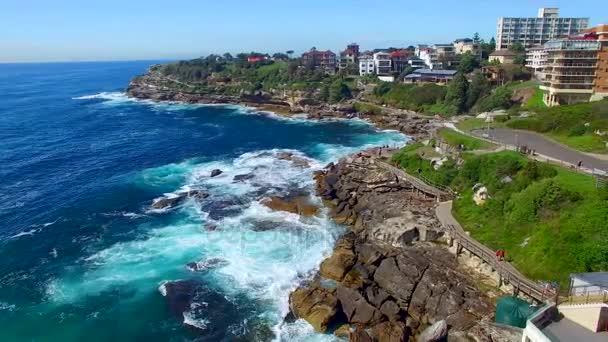 Increíble Vista Aérea Sydney Bondi Beach Piscinas Australia Vídeo — Vídeos de Stock