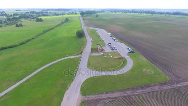 Overhead Aerial Panoramic View Meadows Summer Season Parking Lot Video — Stock Video