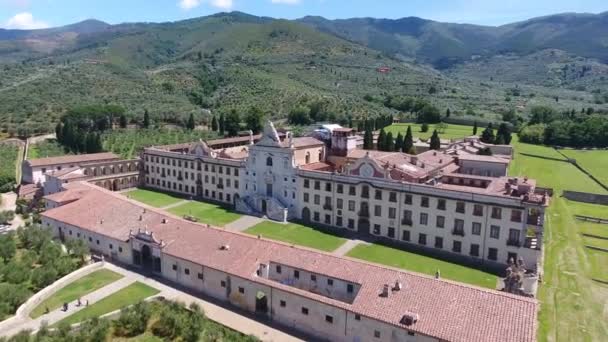 Luchtfoto Van Calci Charterhouse Pisa Toscane Italië Video — Stockvideo