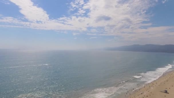 Αεροφωτογραφία Του Κράτους Παραλία Σάντα Μόνικα Καλιφόρνια Κρατικό Πάρκο Λειτουργεί — Αρχείο Βίντεο