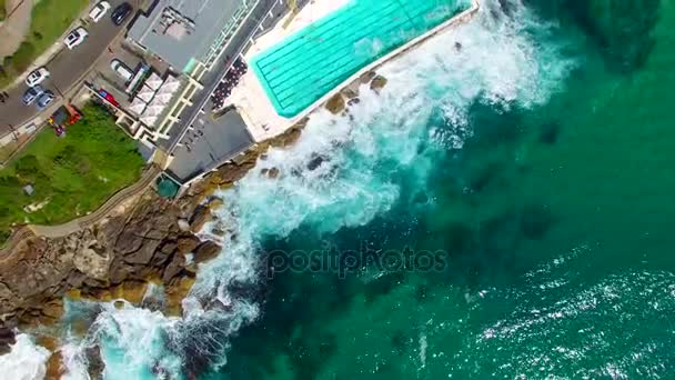 Úžasný Letecký Pohled Fondů Bondi Beach Sydney Austrálie Video — Stock video