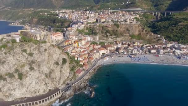 Veduta Aerea Della Costa Scilla Calabria Italia Video — Video Stock