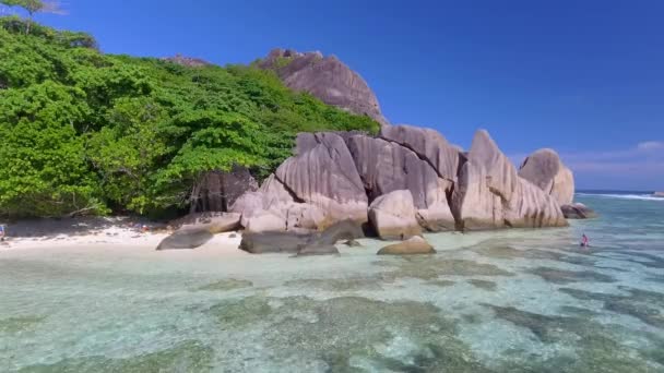 Pintoresca Vista Anse Source Argent Isla Digue Seychelles — Vídeo de stock