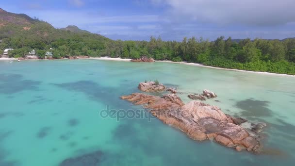 Vue Imprenable Sur Plage Anse Gouvernement Praslin Seychelles Vidéo — Video