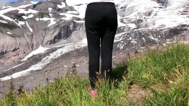 Femme Jouissant Une Vue Alpine Pittoresque Vidéo — Video